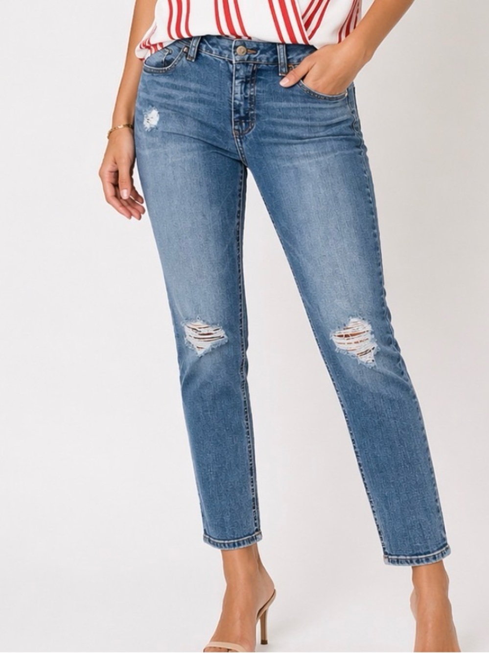 Blue Spice jeans high waist ankle vintage recycled distressed SZ 7